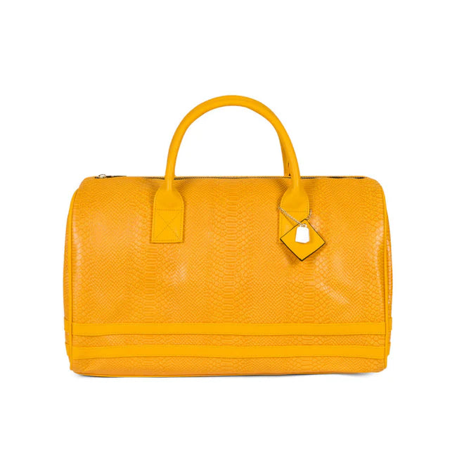 TOTE&CARRY MUSTARD APOLLO 1 SNAKESKIN DUFFLE BAG