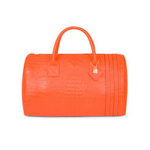 Load image into Gallery viewer, TOTE&amp;CARRY NEON ORANGE APOLLO 2 CROCODILE DUFFLE BAG
