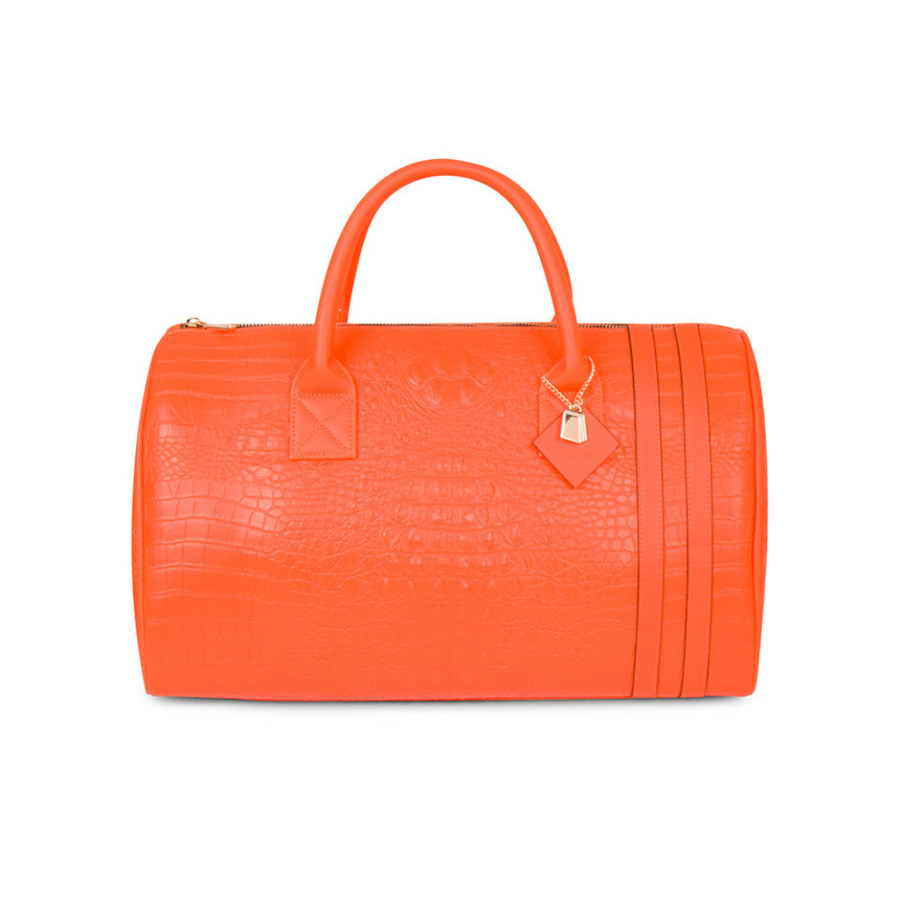 TOTE&CARRY NEON ORANGE APOLLO 2 CROCODILE DUFFLE BAG