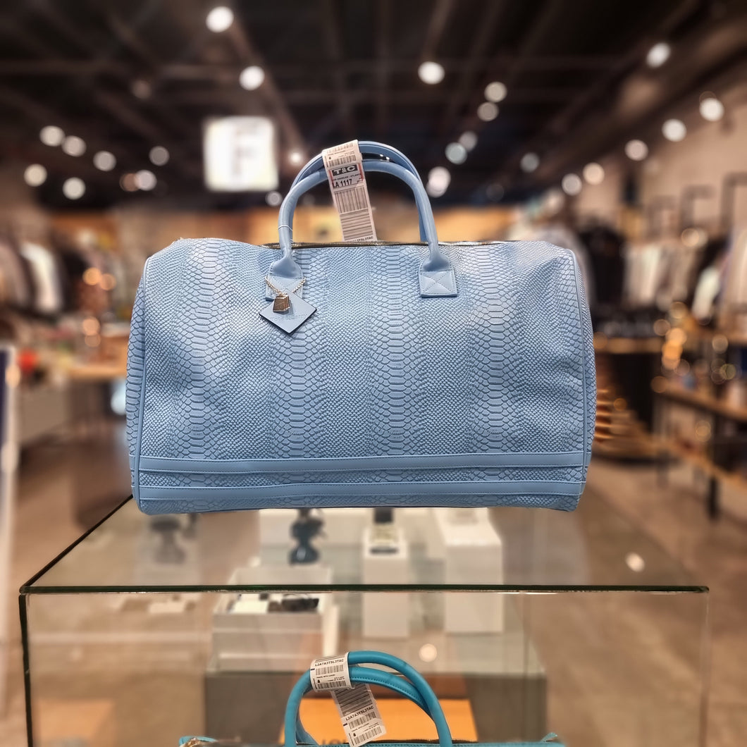 TOTE&CARRY SKY BLUE APOLLO 1 SNAKESKIN DUFFLE BAG