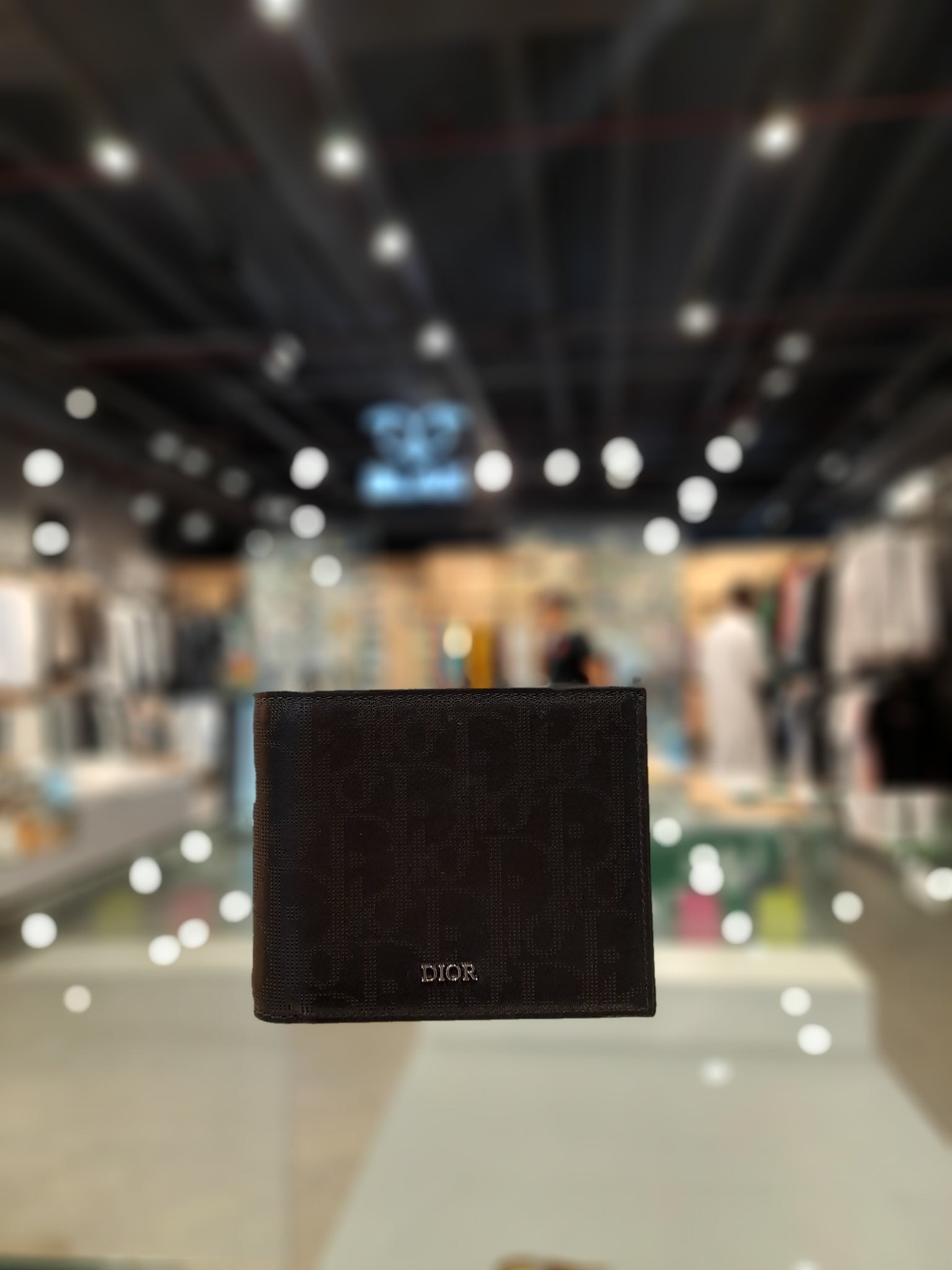 Bi-Fold Card Holder Black Dior Oblique Galaxy Leather