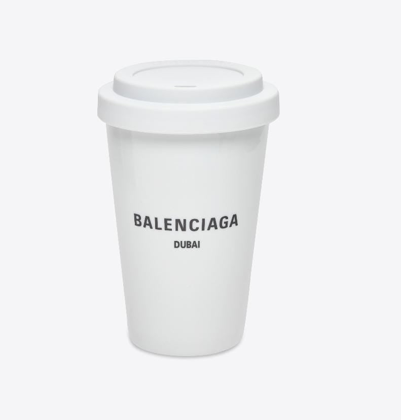 BALENCIAGA CITIES DUBAI COFFE CUP IN WHITE