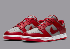 NIKE DUNK LOW RETRO MEDIUM GREY VARSITY RED