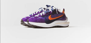 Nike X Sacai Vaporwaffle Dark IRIS Campfire Orange.