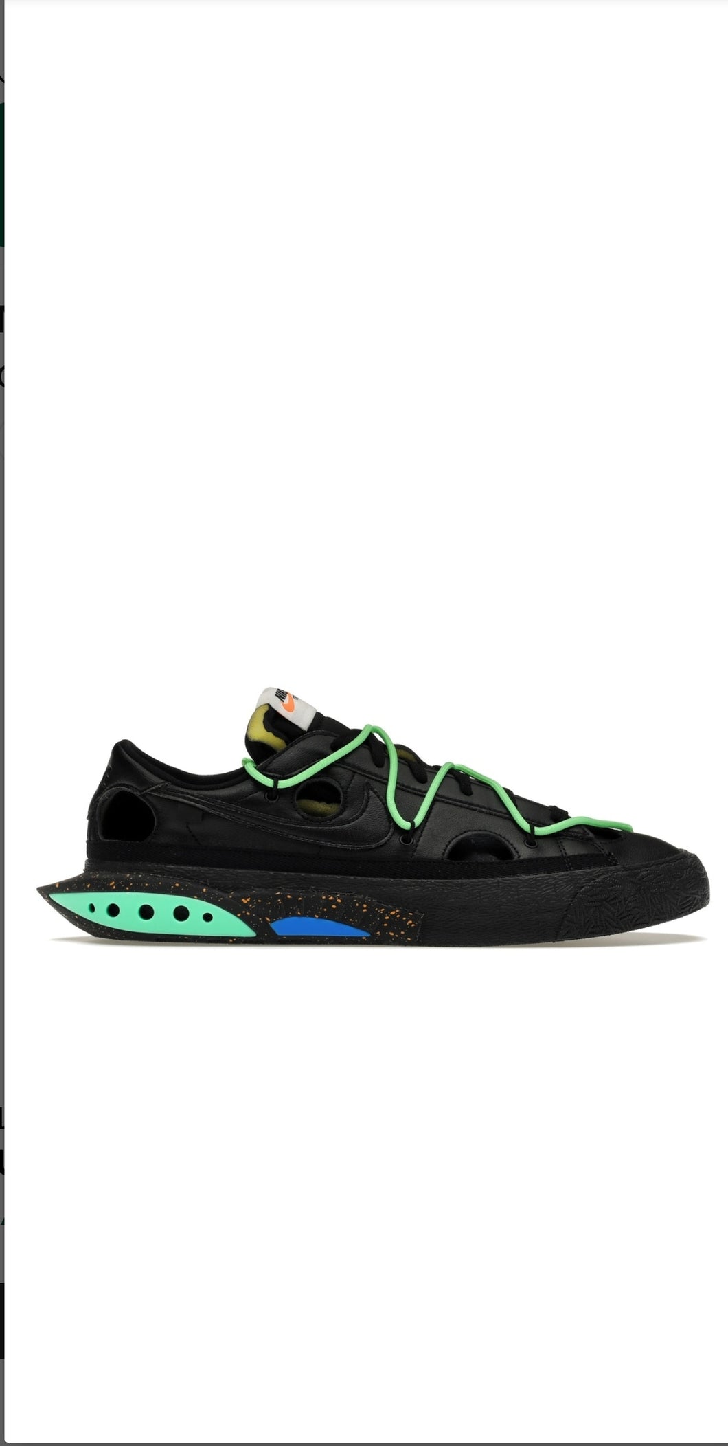 Off White X Nike Blazer Low Black Electro Green