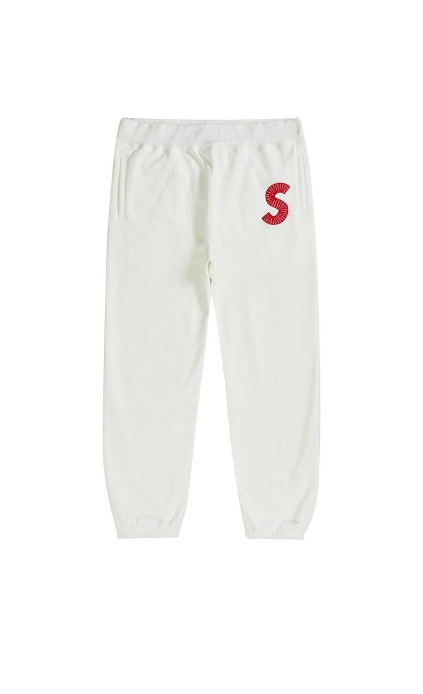 SUPREME S LOGO PANTS WHITE