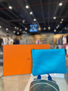 HERMES Neobain Waves Pouch MEDIUM Aqua