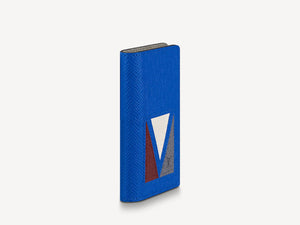 LOUIS VUITTON POCKET ORGANIZER TAIGA LEATHER BLUE WITH TRICOLOR