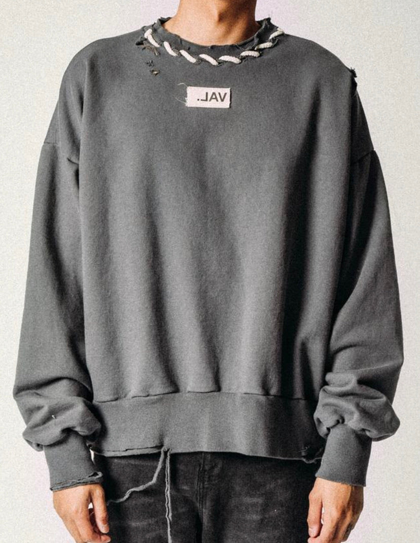 VAL K CREWNECK CORD STITCH GREY