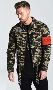 BNARROW DENIM JACKET CAMO/RED BAND