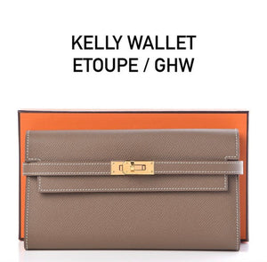 HERMES KELLY WALLET ETOUPE GHW