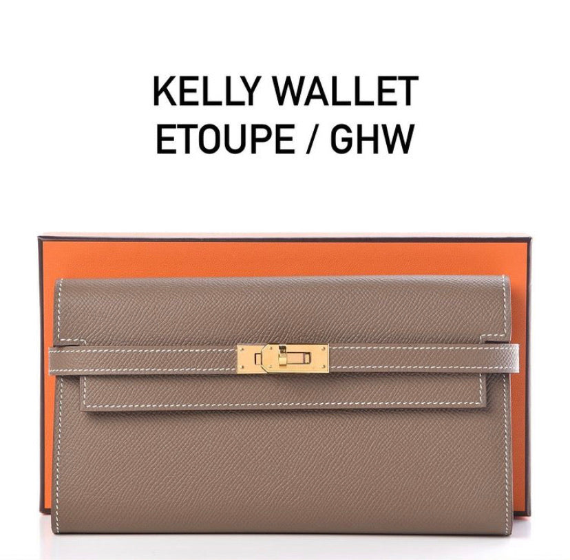 HERMES KELLY WALLET ETOUPE GHW