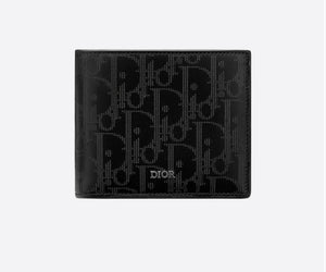 DIOR OBLIQUE GALAXY LEATHER BI-FOLD WALLET BLACK